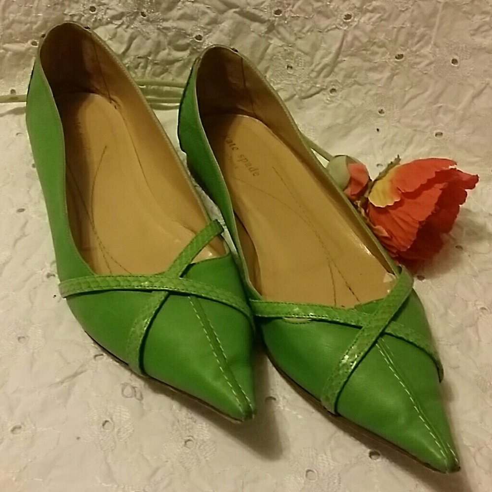Kate Spade green pointy flat shoes 10B